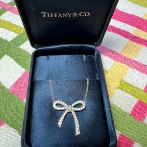 Tiffany & Co. Platinum & Diamond Bow Necklace